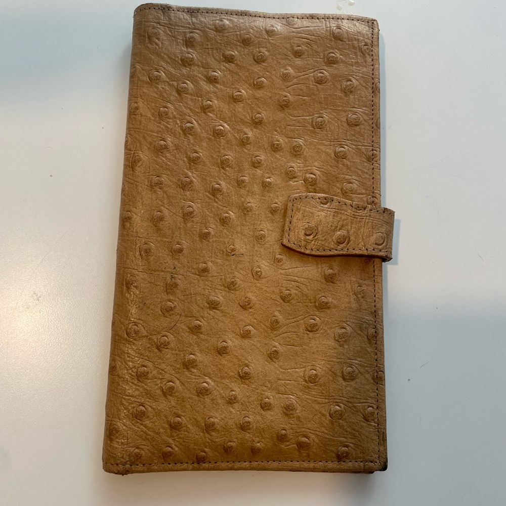 Tan Ostrich Leather Clutch